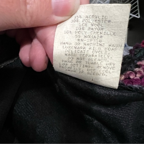 Vintage Large 38 Lady Graff Wool Mohair Chenille Woven Open Lined Sweater C - Picture 6 of 6